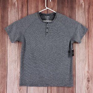 NWT 01.ALGO Mens Large Kris Performance Microstripe Henley Stitch Fix Gray Black